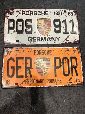 Porsche "Vintage Look" Garage Plates/Signs